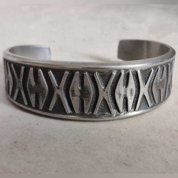 Mid-century modern Eik Tinn Norway Pewter Cuff Bracelet - Picture 1 of 14